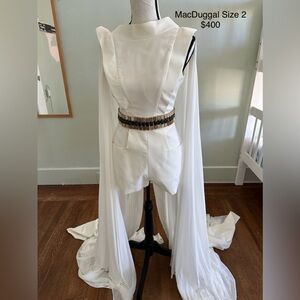 MacDuggal White Cape Jumpsuit